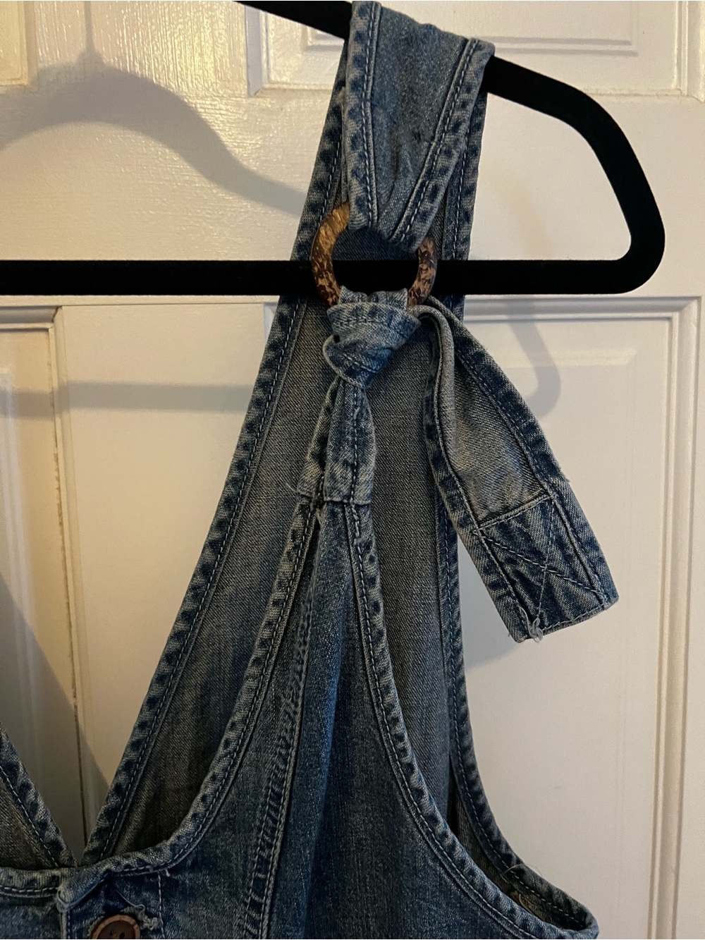 NWT Free People Memphis Medium Wash Denim Button-Front Shortalls - Picture 5 of 10